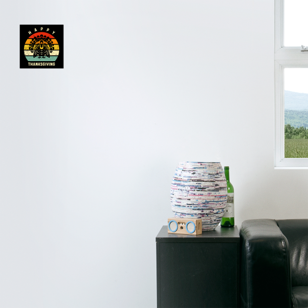 Vintage Sunset Turkey Happy Thanksgiving by Creatifly Graphic Tees